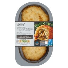 Tesco Finest 2 Battered Haddock & Tartare Sauce F/Cakes 315G