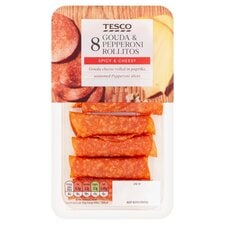 Tesco 8 Gouda & Pepperoni Rollitos 88G