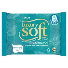 Tesco Luxury Soft Coconut Oil 40 Flushable Wipes