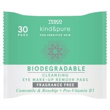 Tesco Kind & Pure Biodegradable Eye Make Up Remover Pads 30