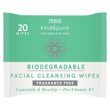 Tesco Kind&Pure 20 Biodegradable Facial Cleansing Wipes