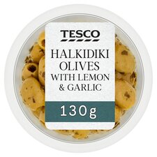 Tesco Halkidiki Olives With Lemon & Garlic 130G