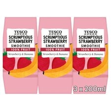 Tesco Scrumptious Strawberry Smoothie 3X200ml