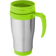 Bullet Sanibel Insulated Mug - Silver/Lime Green - 12 x 18 x 8 cm