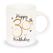 Simply Gifts Foiled Unisex 30th Birthday Mug - White, Black, and Gold - One Size