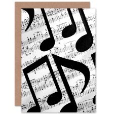 Artery8 Musical Notes Musician Sheet Music Black White Greetings Card