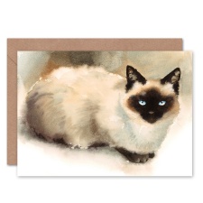 Artery8 Cat Lover Ragdoll Portrait Watercolour Painting Animal Greeting Card