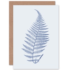 Wee Blue Coo Cobalt Blue on White Fern Alpestre Botanical Greeting Card