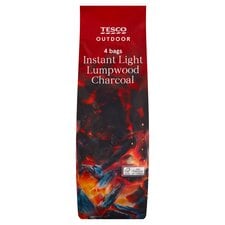 Tesco 4 X Bags Instant Light Lumpwood Charcoal