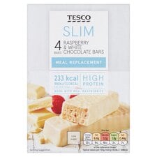 Tesco Slim Raspberry & White Chocolate Meal Replacement Bars 4 x 60g