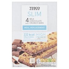 Tesco Slim Milk Chocolate Crunch Meal Replacement Bars 4 x 60g