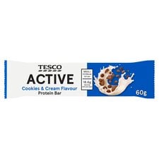 Tesco Active Cookies & Cream Flavour Protein Bar 60G