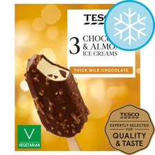 Tesco Chocolate & Almond Ice Creams 3X110ml