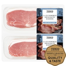 Tesco Unsmoked Twin Pack Back Bacon 2X360g