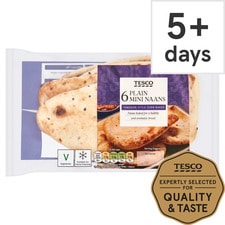 Tesco 6 Mini Plain Naan Breads 282G