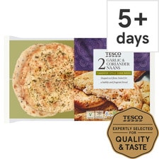 Tesco 2 Garlic & Coriander Naan