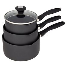 Tesco Aluminium Saucepan Set 3Pc