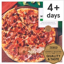 Tesco Stonebaked Spicy Meat Feast Pizza 305G