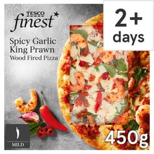 Tesco Finest Spicy Garlic King Prawn Pizza 450G