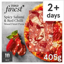 Tesco Finest Spicy Salami & Red Chilli Pizza 405G