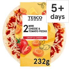 Tesco Kids Cheese & Tomato 2 Pizzas 232G