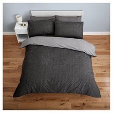 Tesco Black Reversible Duvet Set Double