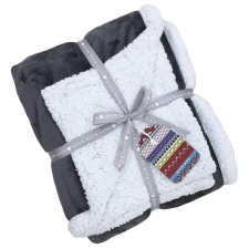 Riva Paoletti Luxe Sherpa Fleece Throw - Charcoal - 127 x 152cm