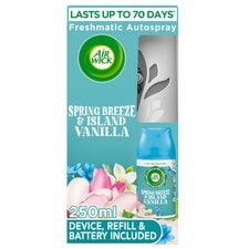 Air Wick Lasts For Upto 70 Days Spring Breeze & Island Vanilla Freshmatic Autospray 250ml