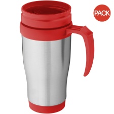 Bullet Sanibel Insulated Mug (Pack of 2) - Silver/Red - 12 x 18 x 8 cm