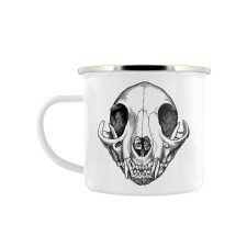 Grindstore Feles Skull Enamel Mug - White - One Size