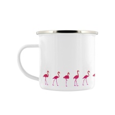 Grindstore Flamingo Promenade Enamel Mug - White - One Size