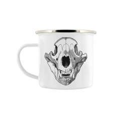 Grindstore Ursa Skull Enamel Mug - White - One Size