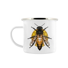 Grindstore Queen Bee Enamel Mug - White/Yellow - One Size