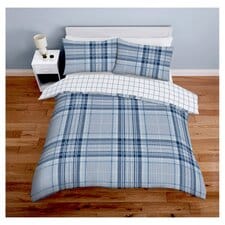 Tesco Blue Check Duvet Set Single