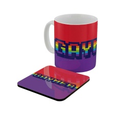 Grindstore Gaymer Mug & Coaster Set - Red/Purple - One Size