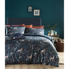 Furn Richmond Duvet Cover Set With Woodland And Botanical Design - Midnight Blue - King