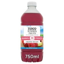 Tesco Quadruple Strength Summer Fruits No Added Sugar 750Ml