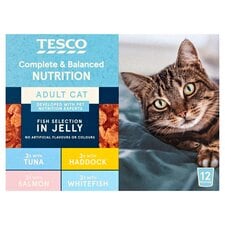 Tesco Adult Cat 12X100g Fish Select In Jelly