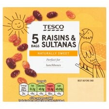 Tesco Raisins & Sultanas 5 Bags 100G