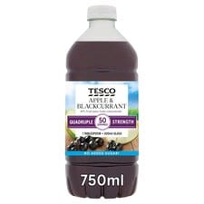 Tesco Quadruple Strength Apple & Blackcurrant No Added Sugar 750Ml