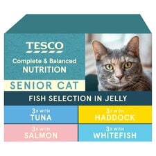 Tesco Senior Cat 12X100g Fish Select In Jelly