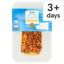 Tesco Ready To Eat 2 Lemon & Peppercorn Steamed Salmon Fillets 180G