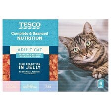 Tesco Adult Cat Fish Selection In Jelly 6X400g