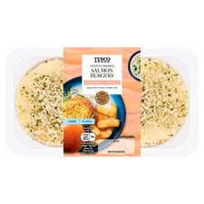 Tesco 2 Lightly Smoked Salmon Burgers 280G