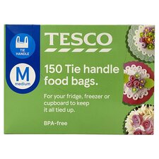 Tesco 150 Medium Tie Handle Food & Freezer Bags