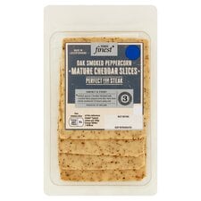 Tesco Finest Oak Smoked Peppercorn Mature Cheddar Slices 150G