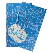 Tesco Blue Happy Birthday Text 2 Sheet 2 Tags