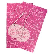 Tesco Pink Happy Birthday Text 2 Sheet 2 Tags