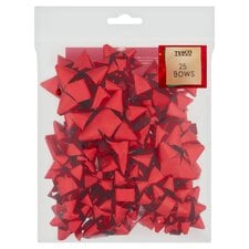 Tesco Red Foil Bows 25 pack