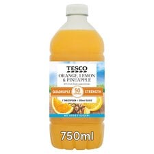 Tesco Quadruple Strength Orange Lemon & Pineapple 750Ml